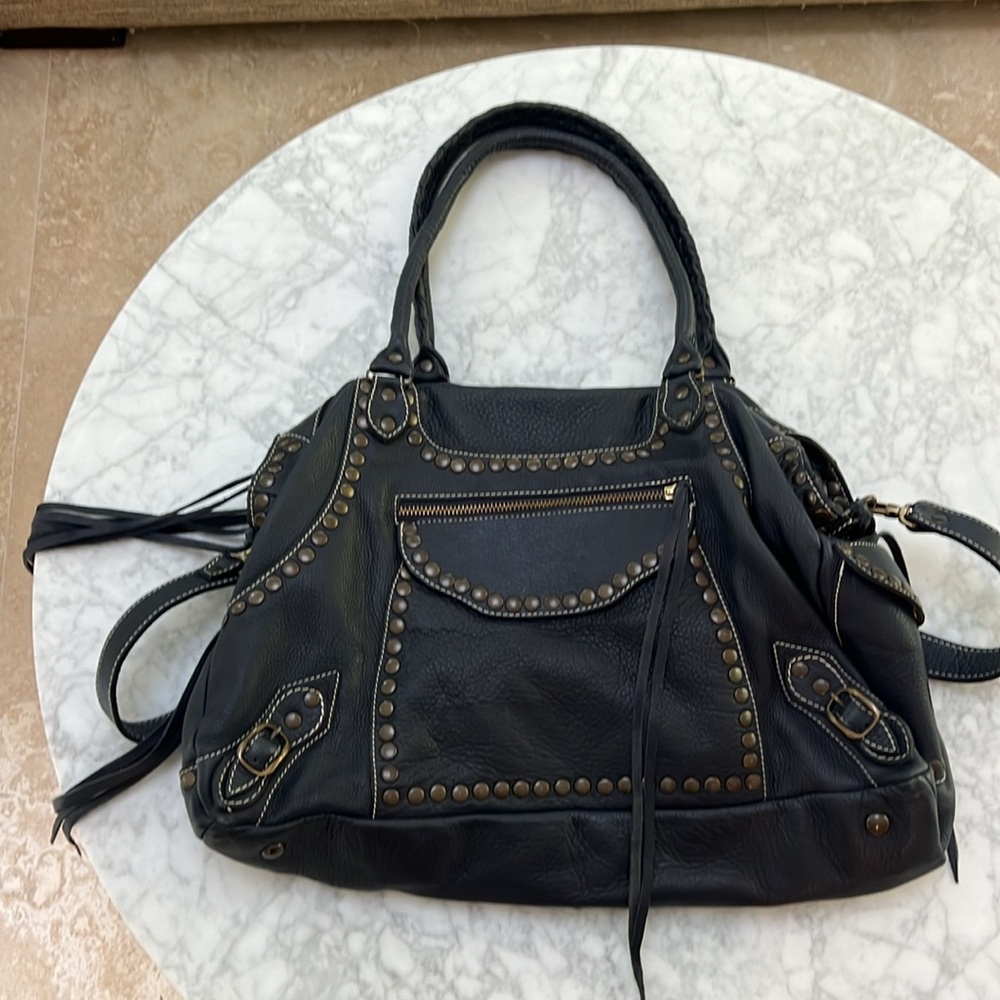 Infinity Lux Navy Leather Satchel/Tote/Travel Handbag